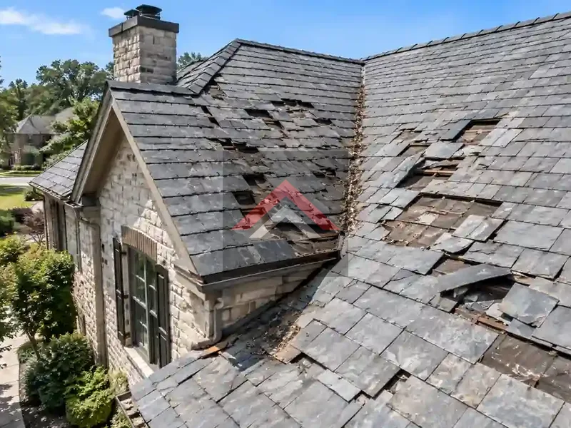 Damaged Slate Roof Before Replacement in Beaumont TX